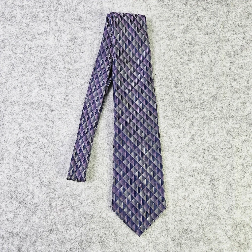 Joseph & Feiss International‎ Mens Purple Geometric Diamond 100% Silk Necktie
